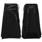 PUNK RAVE Men's Punk Irregular Lace-up Mesh Splice Kilt