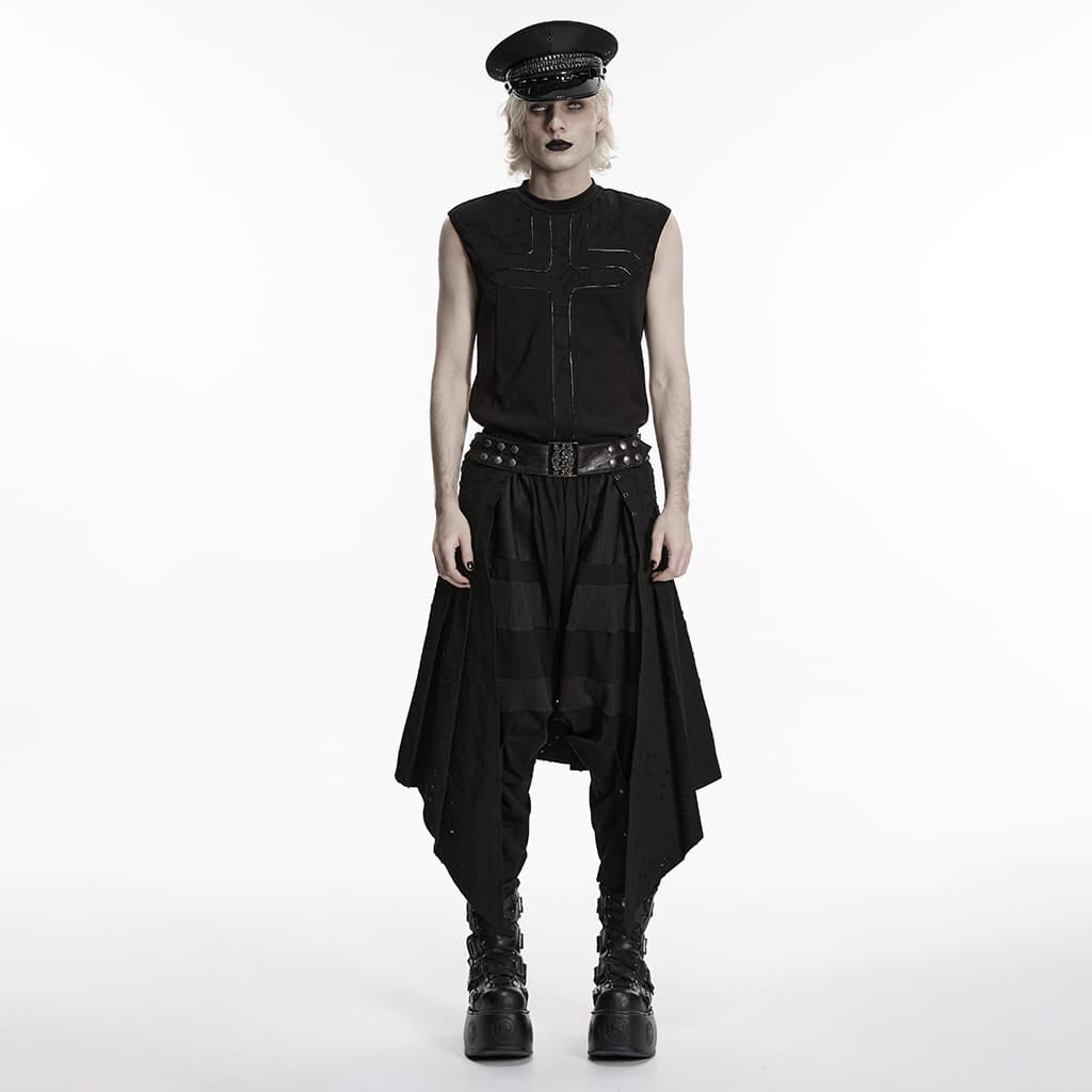 Gonna plissettata irregolare strappata PUNK RAVE da uomo