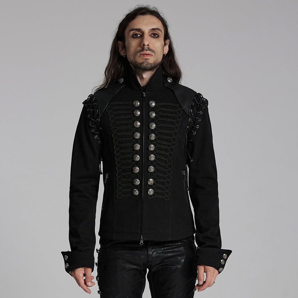 PUNK RAVE Men's Punk Lace-up Buttons Jacket