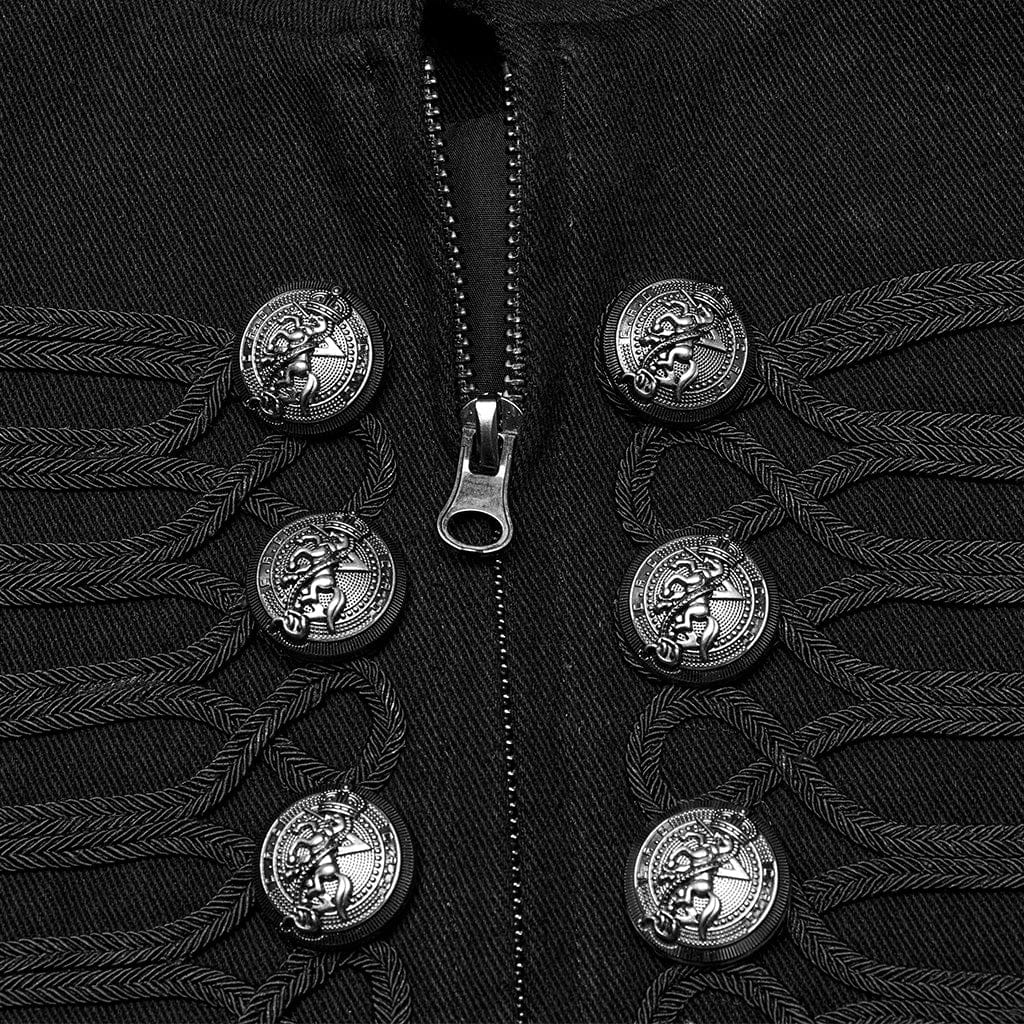 PUNK RAVE Men's Punk Lace-up Buttons Jacket