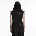 PUNK RAVE Men's Punk Lace-up Mesh Splice Hooded Tank Top