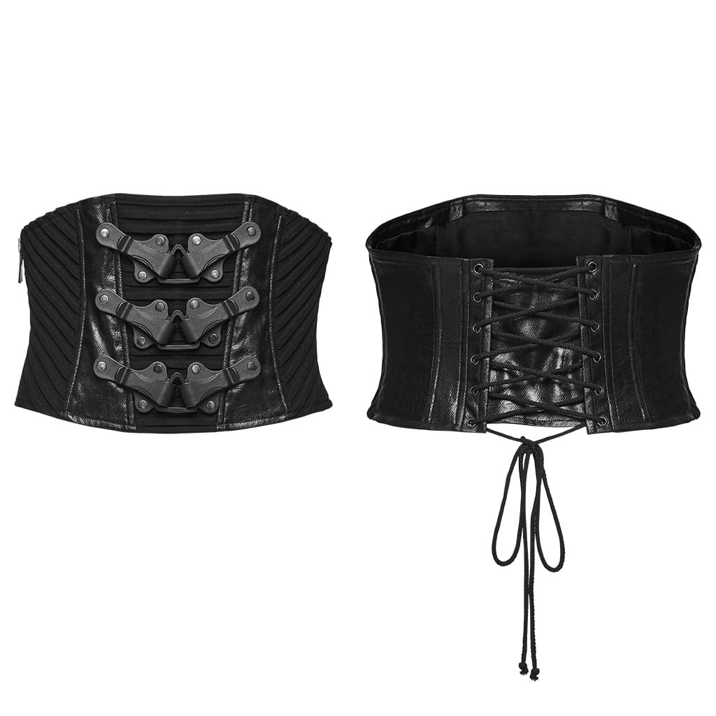 PUNK RAVE Men's Punk Lace-up Side Zipper Girdle