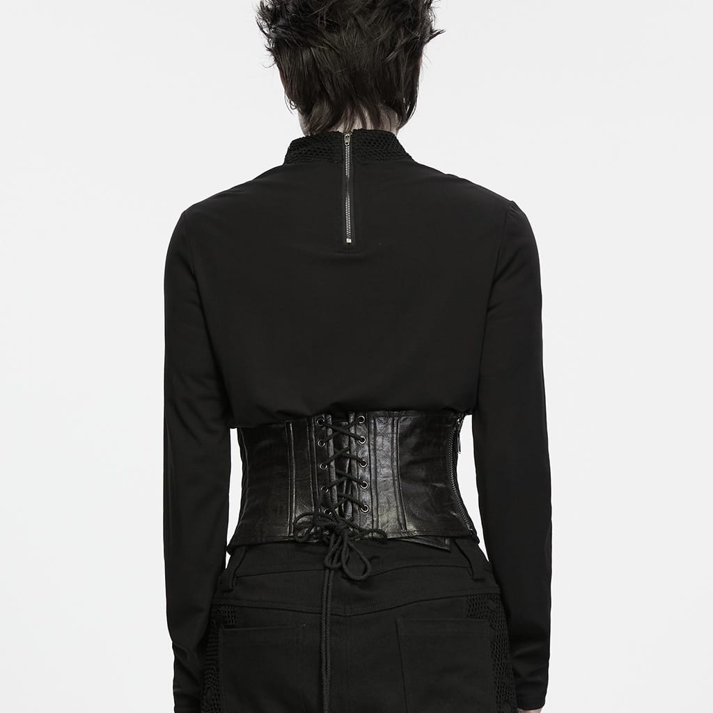 PUNK RAVE Men's Punk Lace-up Side Zipper Girdle