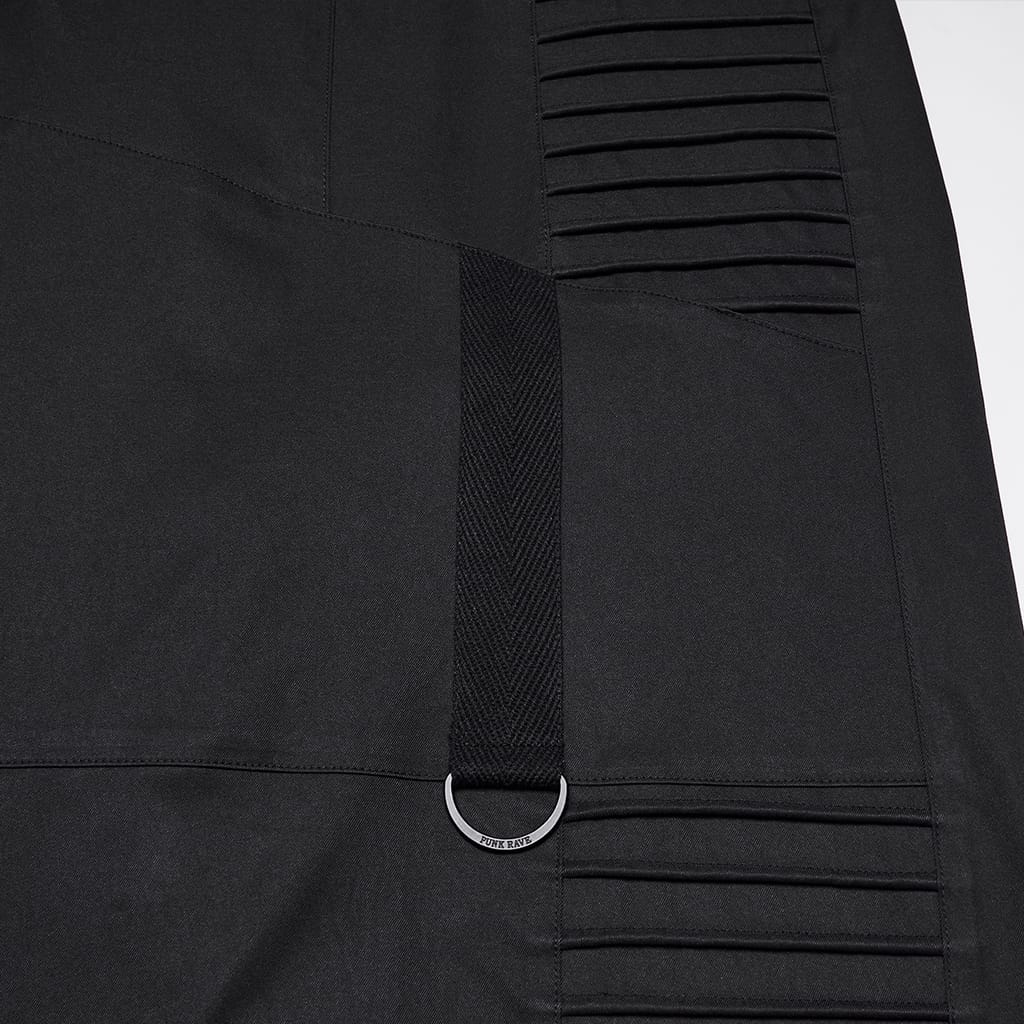 PUNK RAVE Men's Punk Layered Pleated Tapered Pants