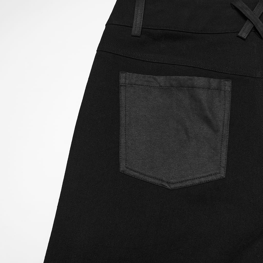 PUNK RAVE Men's Punk Layered Strappy Pants
