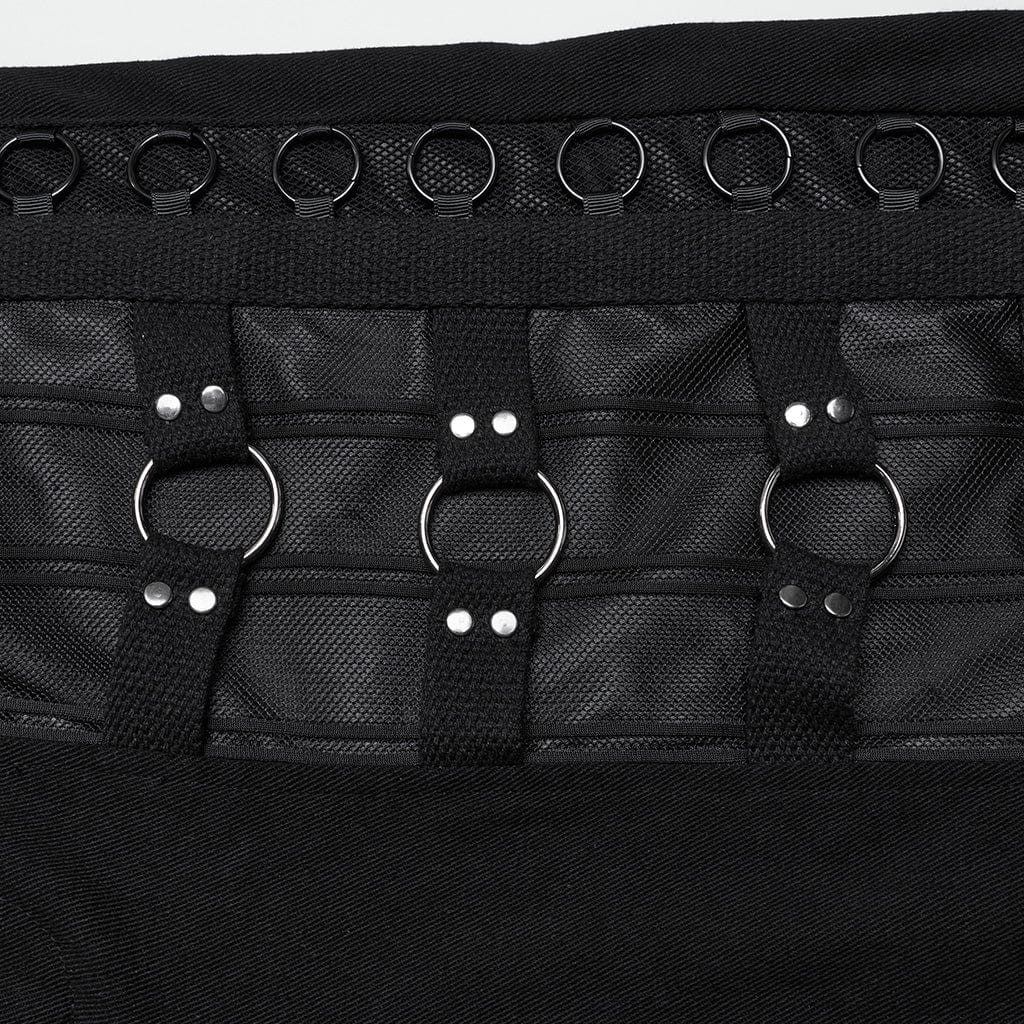 PUNK RAVE Men's Punk Mesh Rings Skull Pants