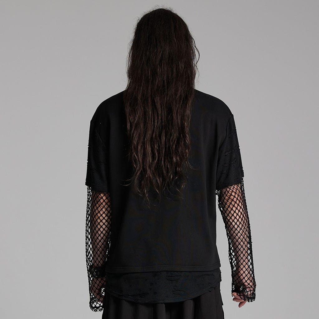 Camiseta de malla punk rasgada para hombre PUNK RAVE