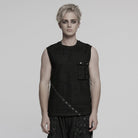 PUNK RAVE Men's Punk Mesh Splice Ripped Vest