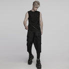 PUNK RAVE Men's Punk Mesh Splice Ripped Vest