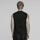 PUNK RAVE Men's Punk Mesh Splice Ripped Vest