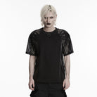 PUNK RAVE Men's Punk Mesh Splice Short Sleeved Top