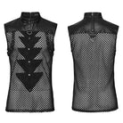 PUNK RAVE Men's Punk Mesh Triangle Eyelets Vest