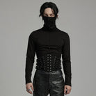 PUNK RAVE Men's Punk Multi-buckles Studded Lace-up Harness