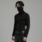 PUNK RAVE Men's Punk Multi-buckles Studded Lace-up Harness