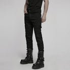PUNK RAVE Men's Punk Multi-pocket Pleated Denim Pants