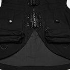 PUNK RAVE Men's Punk Patch Pockets Convertible Collar Vest Black
