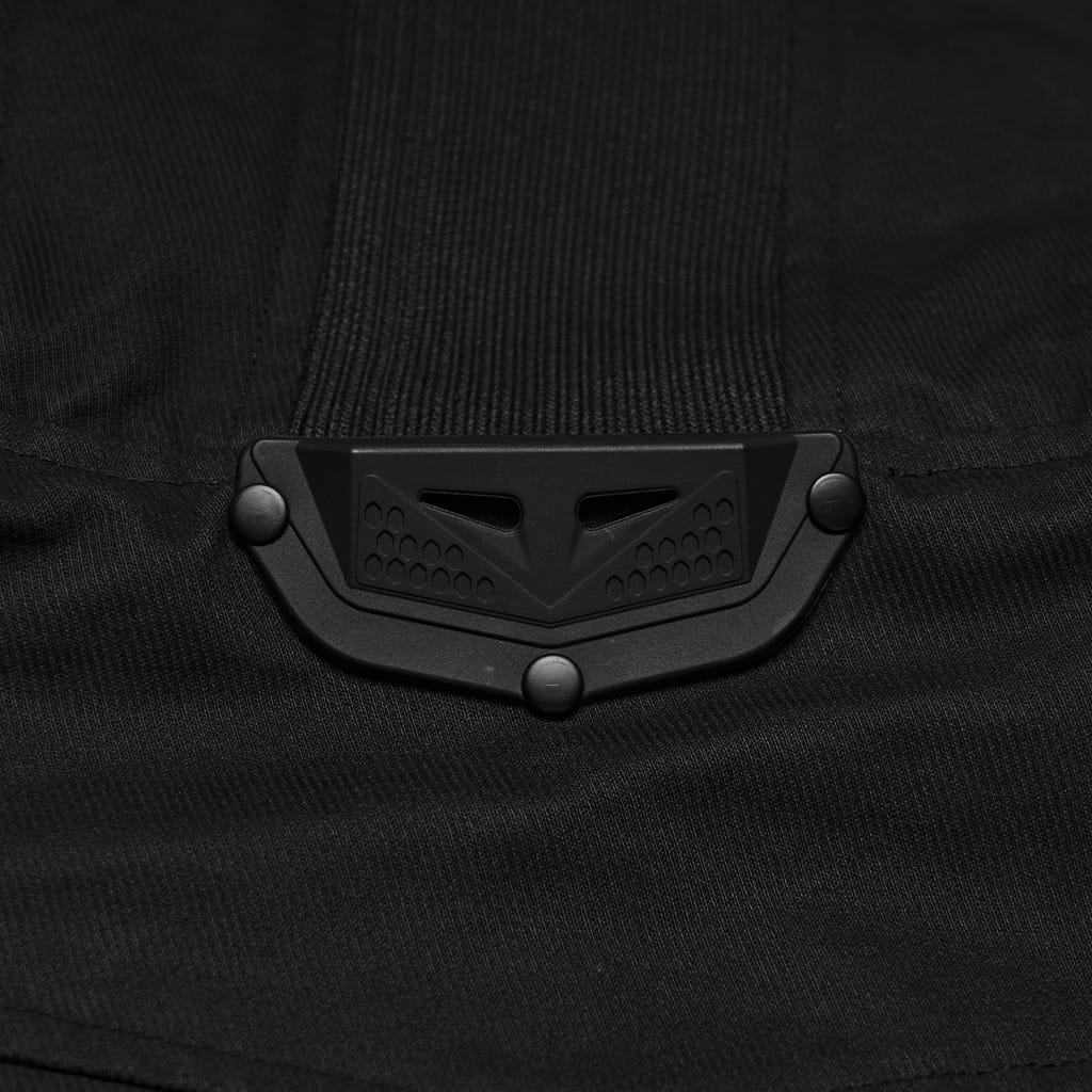 PUNK RAVE Men's Punk Patch Pockets Convertible Collar Vest Black