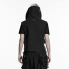 PUNK RAVE Men's Punk Patch Pockets Convertible Collar Vest Black