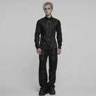 PUNK RAVE Men's Punk Pin Mesh Splice Shirt