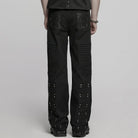 PUNK RAVE Men's Punk Pleated Faux Leather Straight Pants