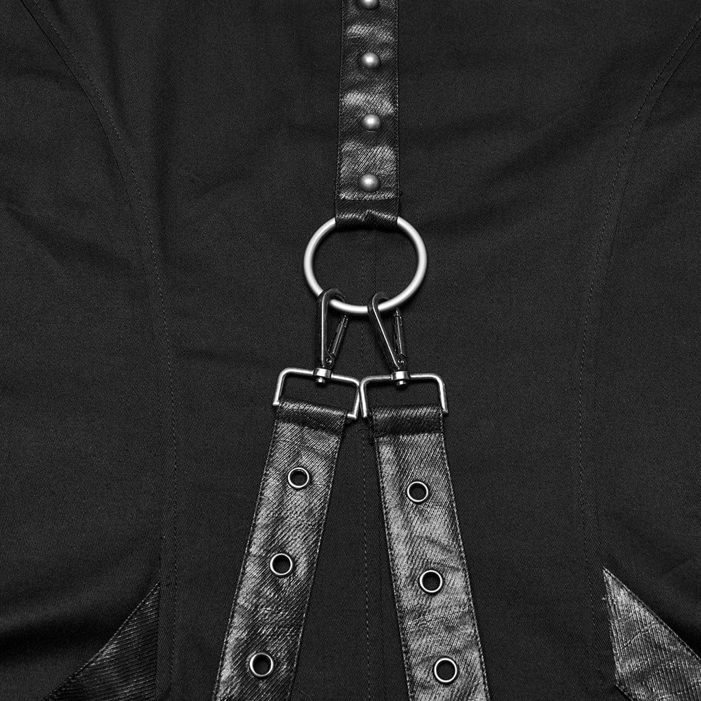 Cappotto con cappuccio plissettato punk da uomo PUNK RAVE con cinturino con fibbia