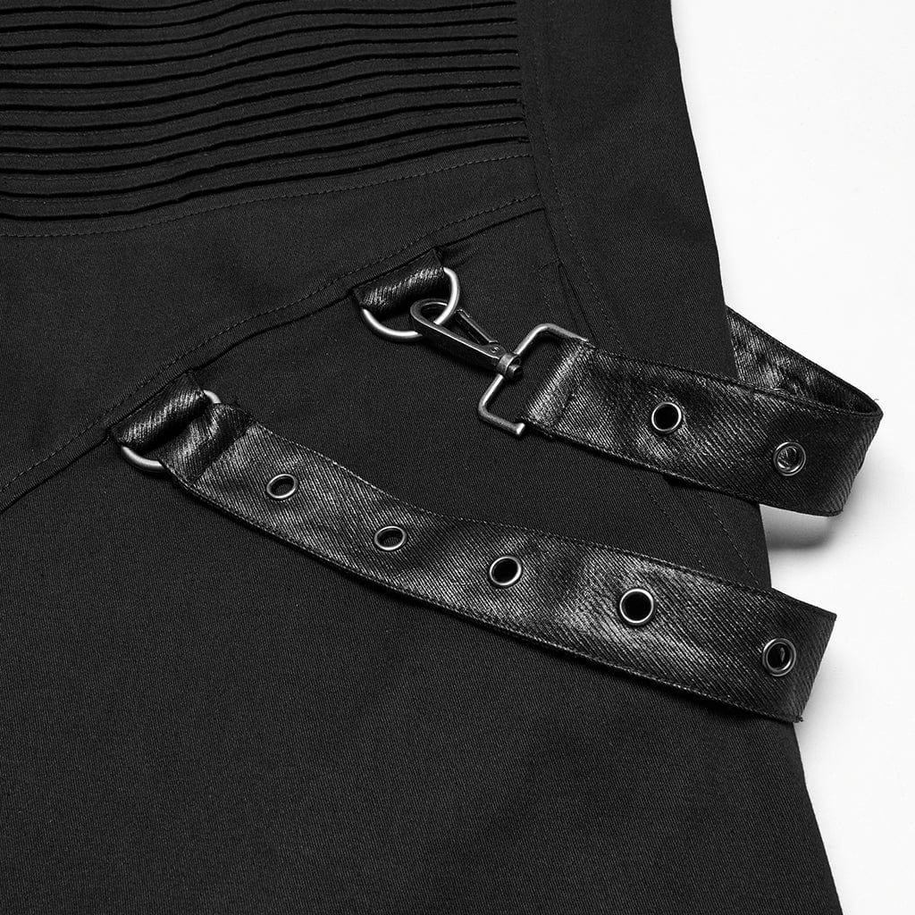 Cappotto con cappuccio plissettato punk da uomo PUNK RAVE con cinturino con fibbia