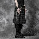 PUNK RAVE Men's Punk Pleated Kilt with Skull Pocket