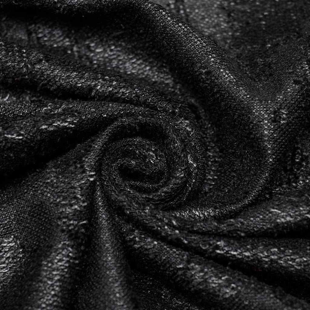 PUNK RAVE Herren Punk Plissee Langmantel mit Kapuze