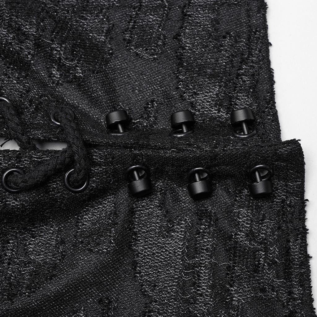 PUNK RAVE Herren Punk Plissee Langmantel mit Kapuze