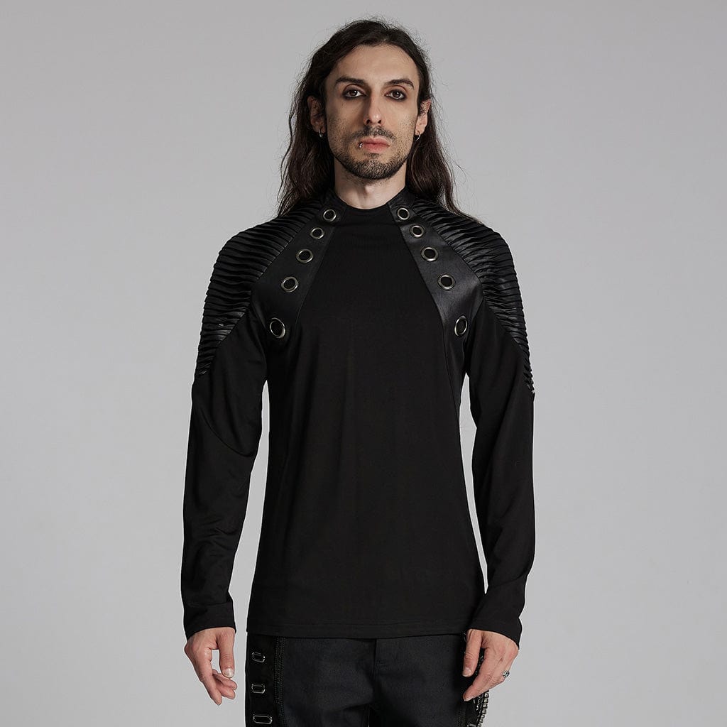 PUNK RAVE Men's Punk Pleated Loop Shirt