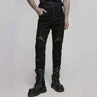 PUNK RAVE Men's Punk Pleated Mesh Splice Pants