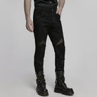 PUNK RAVE Men's Punk Pleated Mesh Splice Pants