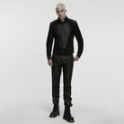 PUNK RAVE Men's Punk Pleated Stand Collar Jacket