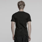 PUNK RAVE Men's Punk Pocket Denim T-shirt