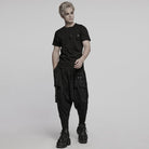 PUNK RAVE Men's Punk Pocket Denim T-shirt