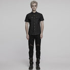 PUNK RAVE Men's Punk Pocket Eyelet Shirt