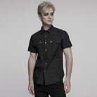 PUNK RAVE Men's Punk Pocket Eyelet Shirt