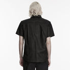 PUNK RAVE Men's Punk Rings Turn-down Collar Short Sleeved Shirt