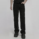 PUNK RAVE Men's Punk Ripped Straight Pants