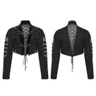 PUNK RAVE Men's Punk Rivet Lace-up Mesh Splice Jacket