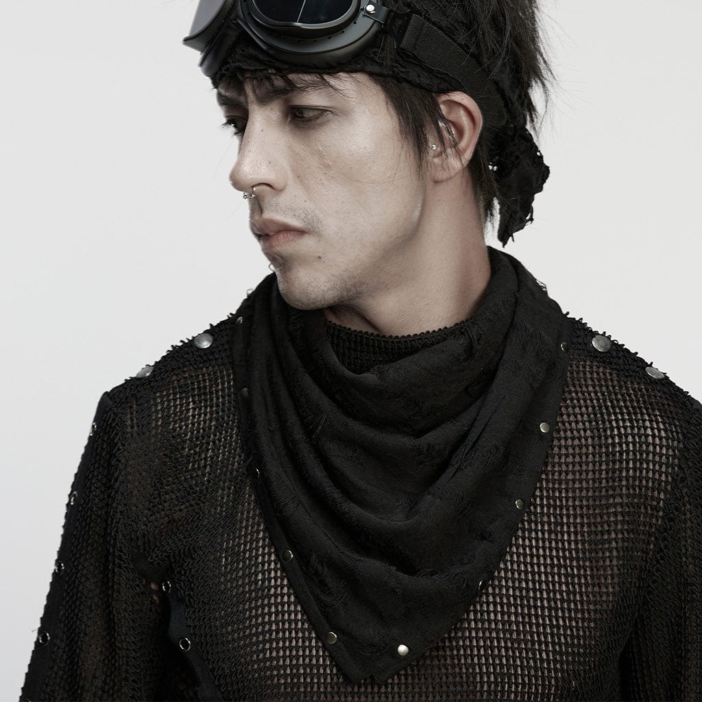 PUNK RAVE Men's Punk Rivet Ripped Bandana