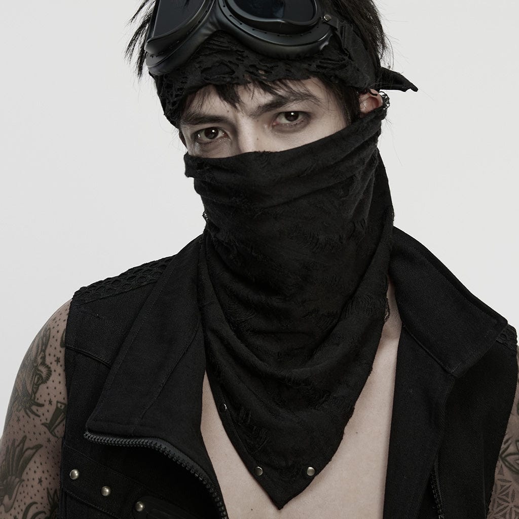 PUNK RAVE Men's Punk Rivet Ripped Bandana