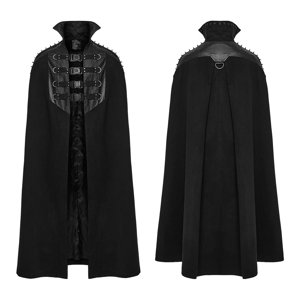 PUNK RAVE Men's Punk Rivets Buckle-up Eyelets Cape