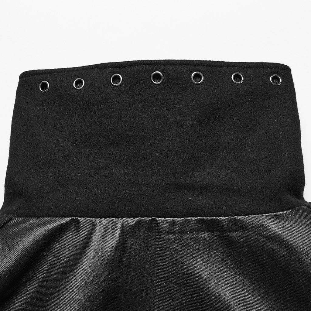 PUNK RAVE Men's Punk Rivets Buckle-up Eyelets Cape