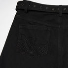 PUNK RAVE Men's Punk Rivets Mesh Splice Tattered Pants