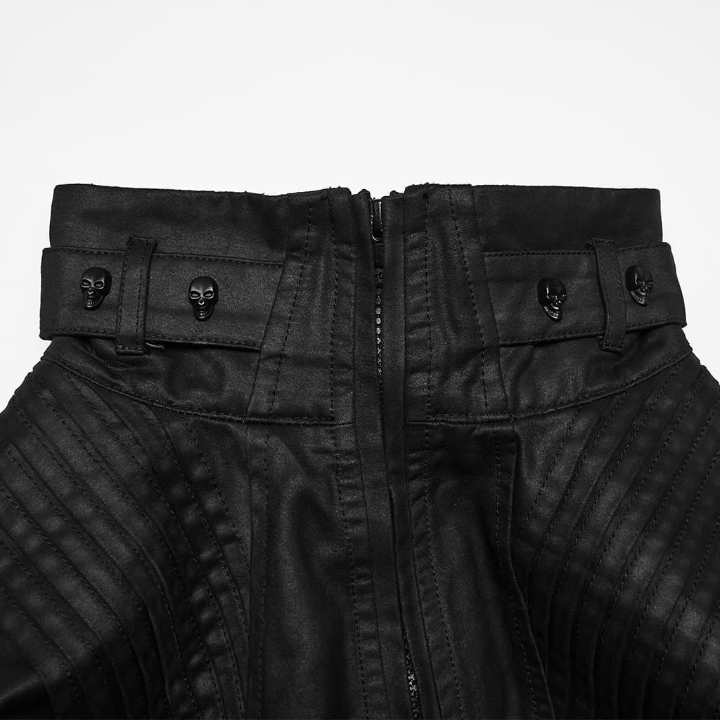 PUNK RAVE Men's Punk Rivets Pleated Stand Collar Vest