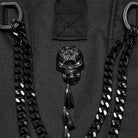 PUNK RAVE Men's Punk Rivets Skulls Chain Backpack Black