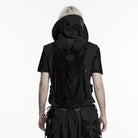 PUNK RAVE Men's Punk Rivets Skulls Chain Backpack Black