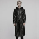 PUNK RAVE Men's Punk Ruched Faux Leather Detachable Coat