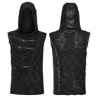 PUNK RAVE Men's Punk Ruched Ripped Hooded Vest